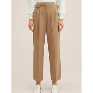 Mango high rise tan tapered straight leg trouser pants 4